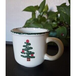 Vtg Christmas Tree Sponged Coffee Cup Mug by Furio made in Italy Holiday